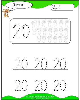 okul öncesi 1 sayısı çizgi çalışması
